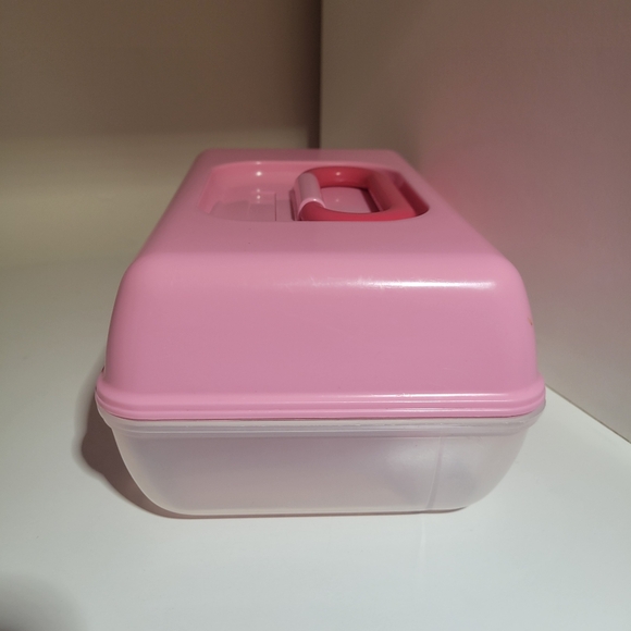 VTG small CABOODLES clear and pink Makeup Cosmetic Jewelry Organizer 80s/90s Y2K - Picture 2 of 6